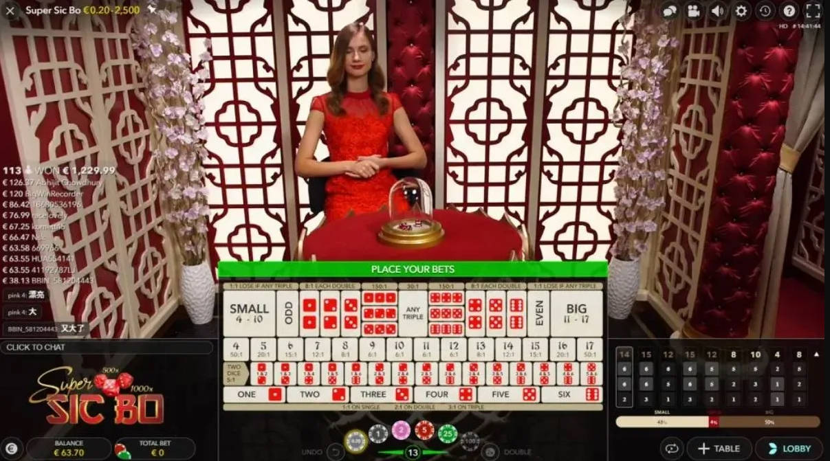 Sic Bo - Interface - bigwin888m