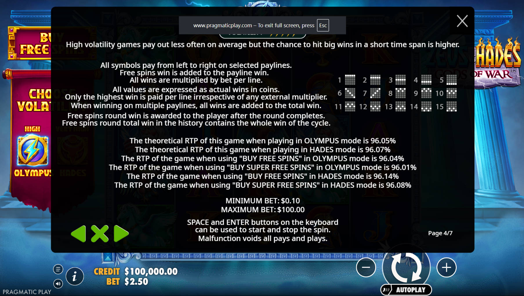 Zeus vs Hades Gods of War Slot - Paylines - bigwin888m