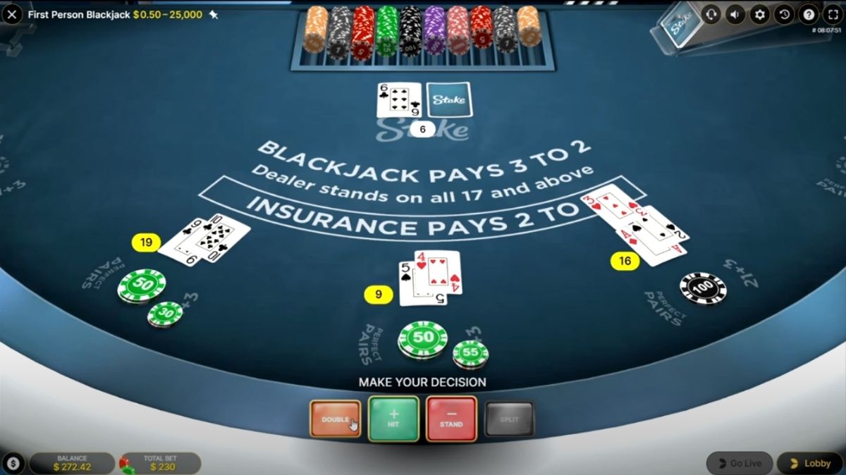 First Person Blackjack - Interface - bigwin888m